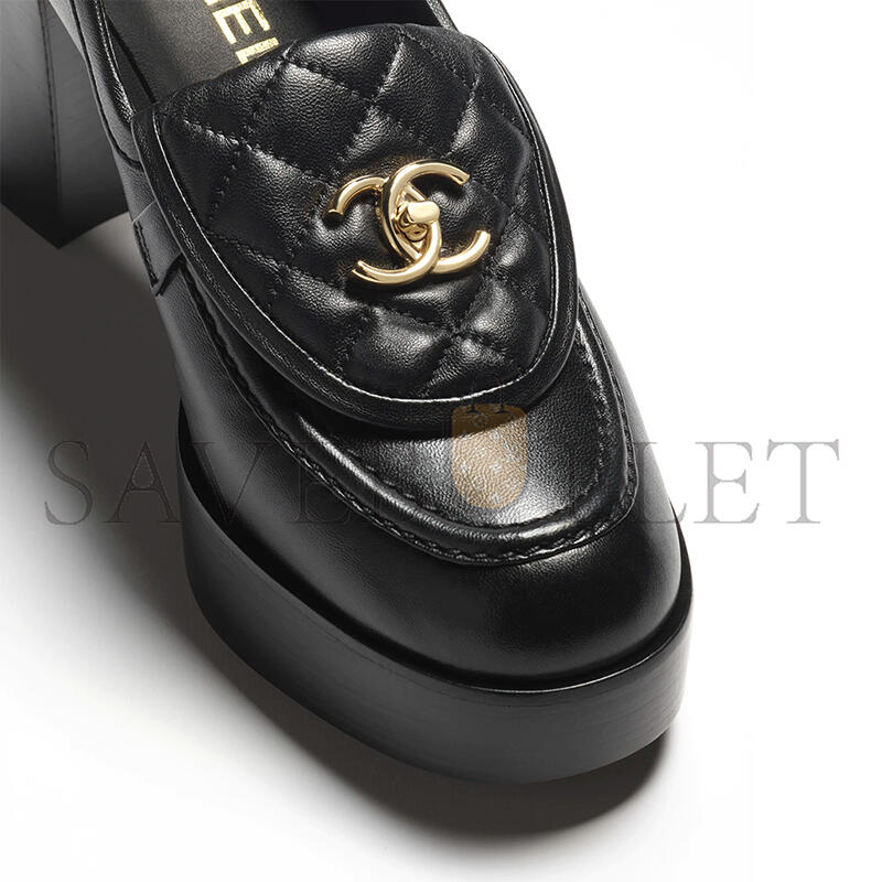 CHANEL MOCCASINS LAMBSKIN BLACK 9CM G46692